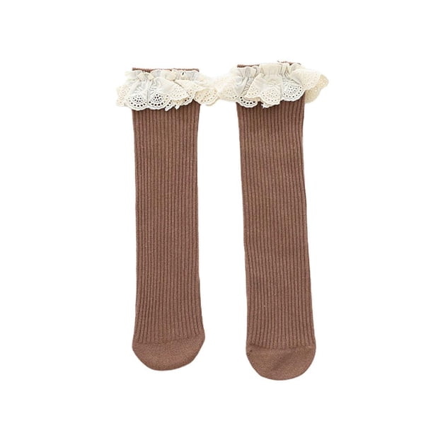 Nuevos Calcetines Para Bebés Y Niñas, Calcetines Hasta La Rodilla Para Niños, Medias Midi De Algodón Con Encaje Para Uso Diario Cateissary BA001156-08