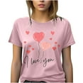 thumbnail image 2 of Kayannuo T-Shirts de la Saint-Valentin pour Femmes en Solde T-Shirts Imprimés Cœur d'Amour pour Femmes Mode Décontractée T-Shirt à Manches Courtes Col Rond Ample Pull Tops, 2 of 5