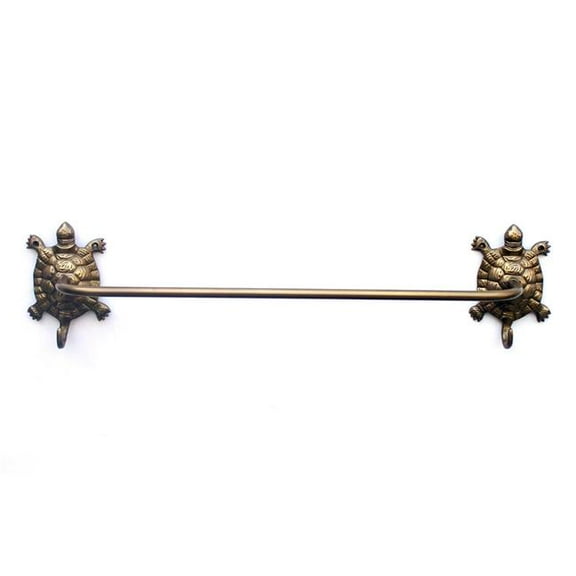 Handcrafted Model Ships TBTH-1001-AN 28 in. Antique Brass Turtle Bath Towel Holder