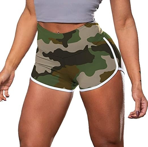 high waisted camo shorts