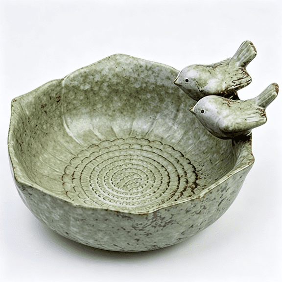 XIBUFE Small Ceramic Birdbath Bowl,5.9 Inches Wild Bird Feeder Food Holder Container Bird Feeding Tray for Outside Bee Water Bath Outdoor Garden Decor
