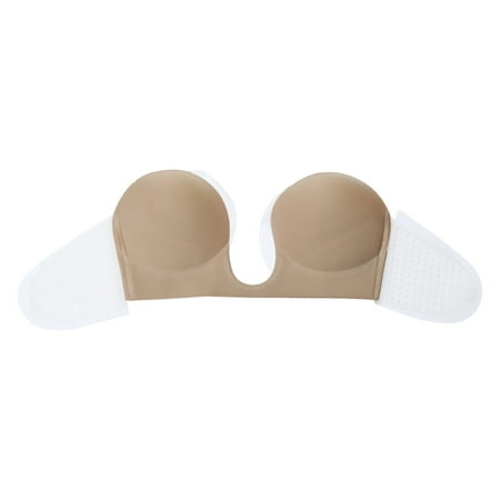 Ywmsfl Women Invisible Push Up Strapless Bra U-Shaped Plunge Silicone Sticky Bralette Adhesive Brassiere Underwear for Wedding Party Dress