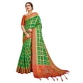 thumbnail image 1 of Sarees for Women Banarasi Patola Art Silk Woven Saree l Indian Ethnic Wedding Gift Sari with Unstitched Blouse Green, 1 of 1