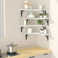thumbnail image 2 of Juego de 4 estantes flotantes de esquina para montar en la pared, estantes de madera rústica para almacenamiento, decoración del hogar, baño, cocina, dormitorio, sala de estar, oficina (blanco), 2 of 8