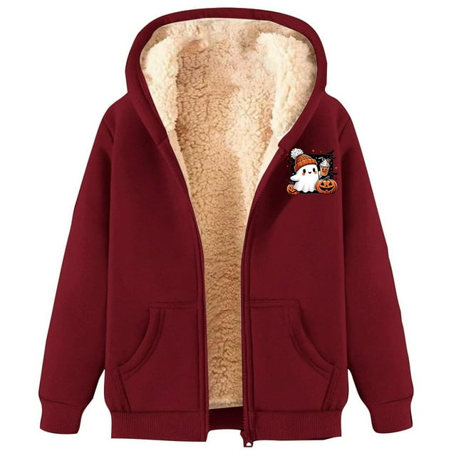 Unisex Halloween Printed Zippered Hooded Sportswear Jacket With Pockets For Casual Wear