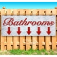 thumbnail image 1 of Bathrooms Down Arrow Red & Chrome 13 oz Vinyl Banner With Metal Grommets, 1 of 4