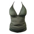 thumbnail image 1 of Traje de Baño Tankini Op para Mujer con Amarre Halter Verde Militar Talla CH, 2 Piezas, 1 of 4
