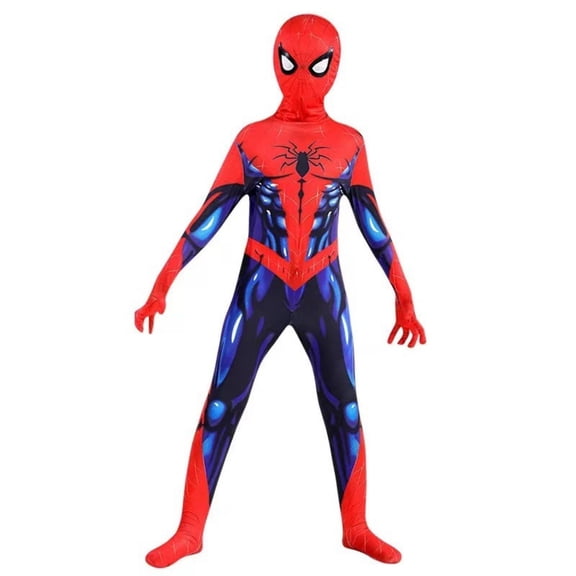 HTQWLP 2PCS Halloween Superhero Costume, Pop Role Playing Fancy Dress Costumes, Halloween Stage Performance Cospaly Outfit-Jumpsuit Head Mask, Boys Birthday Party Dress Up Costumes, Red/110