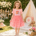 thumbnail image 2 of IPIO Girls Capybara Bubble Tea Dress, Coral Pink Heart Tulle Party Dress with Ruffle Sleeves, Cute Summer Birthday Outfit for Kids, 2 of 7