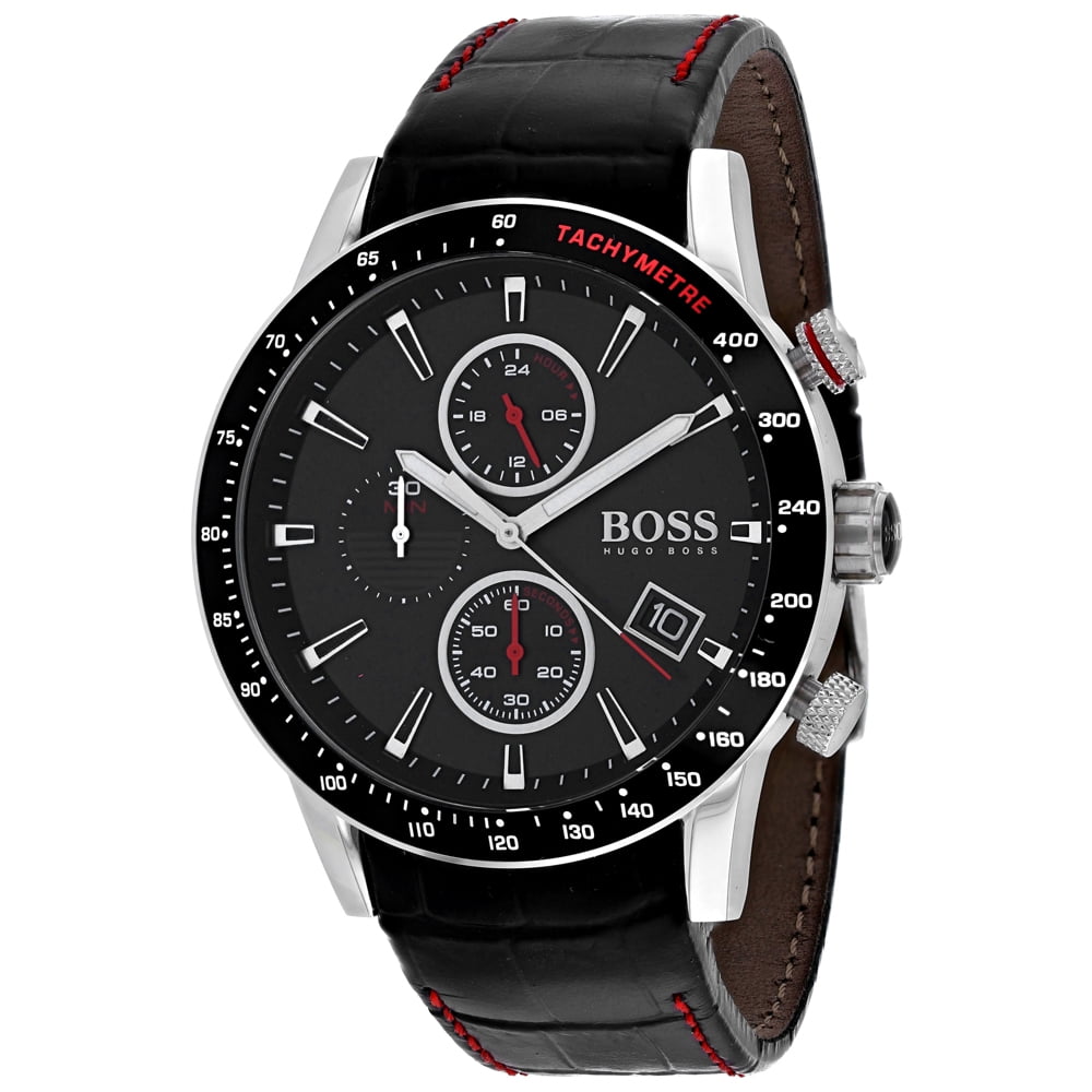 Hugo Boss - Men's 1513390 Black Leather Quartz Watch - Walmart.com ...