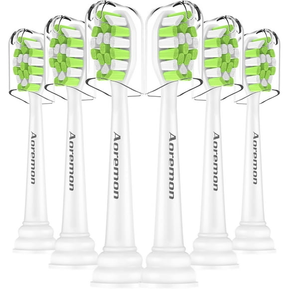 Aoremon Toothbrush Replacement Heads for Philips Sonicare W DiamondClean ProtectiveClean 4100 5100 6100 FlexCare HealthyWhite C2 C1 G2 G3,White - 6 Count
