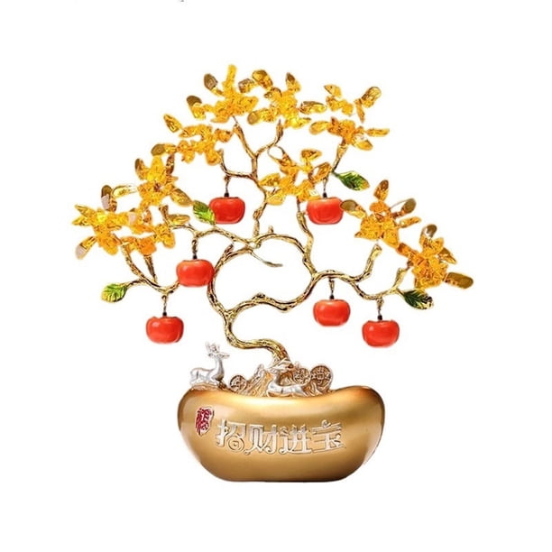 Árbol de la fortuna de cristal for la prosperidad y la riqueza en el hogar, adorno Feng Shui for la sala de estar y la oficina.