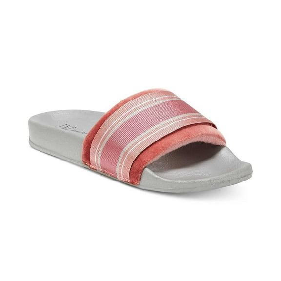 INC International Concepts Women's Velvet Varsity Slide Slippers X-Large Pink