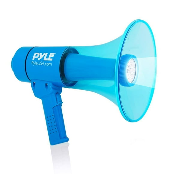 Pyle Waterproof Megaphone - Water Resistant PA Bullhorn Speaker with Built-in Rechargeable Battery and LED Lights (PMP67WLTB)