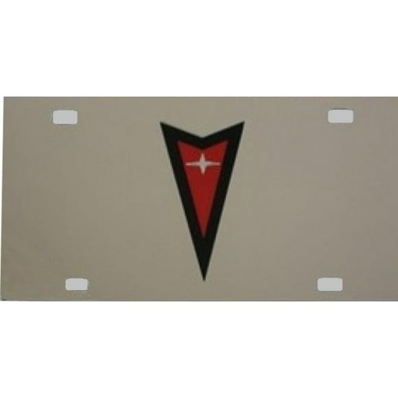 Pontiac Red / Black Logo Stainless License Plate