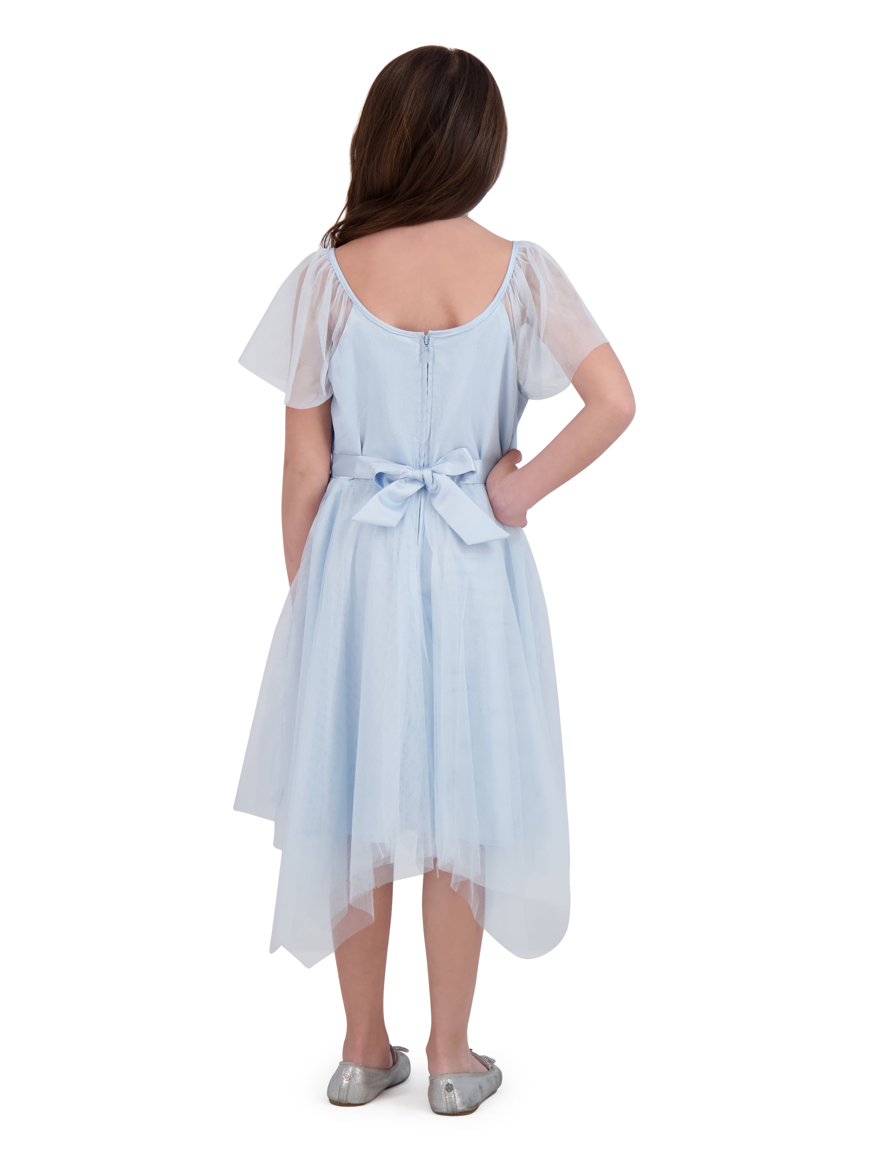 Kensie Girl Short Sleeve Embroidered Mesh Special Occasion Dress, Sizes 4-16