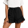 thumbnail image 5 of Women's Elastic Waist Solid Color Skorts with Pockets, Shorts for Women, Summer Casual Shorts with Bow-Knot, Lightweight Outdoor Athletic Gym | UKHCCC,Black L, 5 of 8