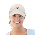 thumbnail image 5 of DALIX Rainbow Heart Hat Embroidered Mens Womens Baseball Cap in Beige, 5 of 6
