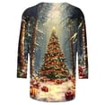thumbnail image 5 of Women Christmas Outfit Women's Fashion Themed Casual Print T-Shirt With Three Quarter Raglan Sleeve For Holiday Parties And Seasonal Comfort Wear Multicolor S, 5 of 5