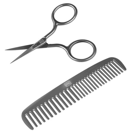 (2 Pack) Haus of Steel In Your Face Stainless Steel Mustache & Beard Comb &