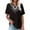 Black, variant on Sakmal Short Sleeve Shirts Women's Cotton and Linen Embroidered Tunic V-Neck Shirts Black T-Shirts Spring Tops for Women
