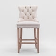thumbnail image 4 of 27" Contemporary Padded Bar Stools, Tufted Velvet Upholstered Barstools with Button Tufted Decoration, Chrome Nailhead Trim, Footrest and Solid Wood Legs (Beige,Set of 4), 4 of 9