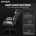 thumbnail image 5 of N-GEN White Gaming Chair, Flip-up Armrest Computer Chair Ergonomic Office Chair PU Leather Desk Chair Executive Adjustable Swivel Task Chair, 5 of 8