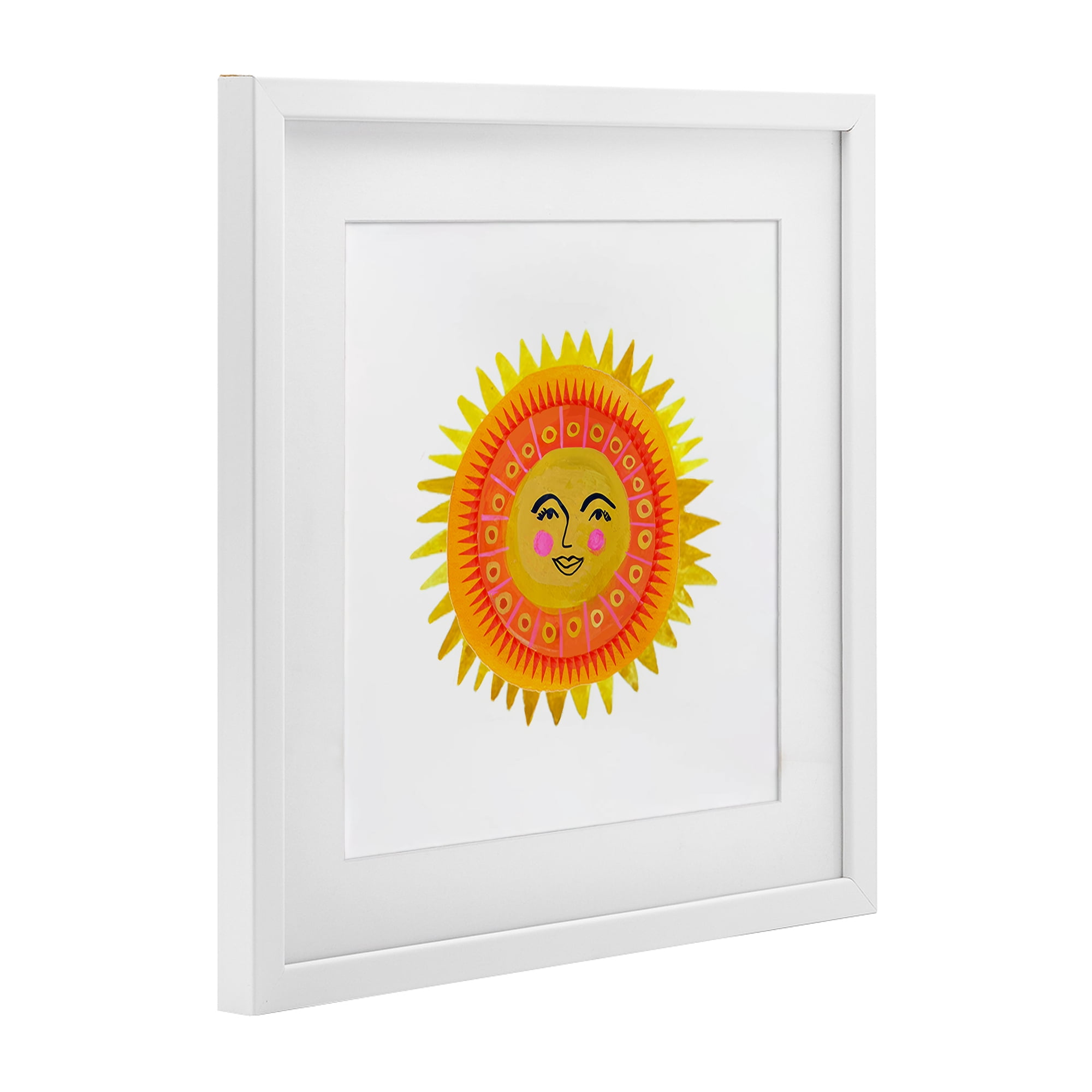 Stupell Industries Eccentric Bohemian Sun White Framed Print Under Glass, design by Katherine Herrell Studio
