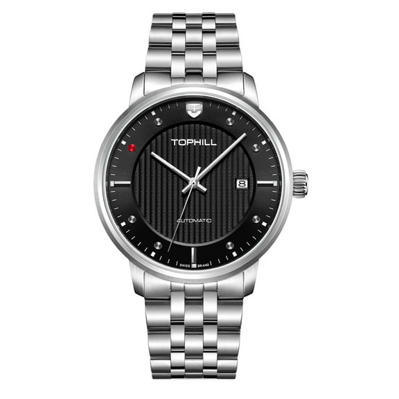 TOPHILL Women Men Couple Calendar Vintage Japanese Automatic Self-Winding Mechanical Movement Sapphire Crystal Wrist Watch Stainless Steel Luminous Clock