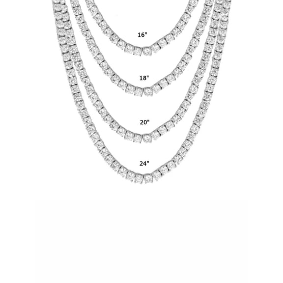 14K White Gold Plated 5mm CZ Tennis Necklace Bling Iced Chain Unisex