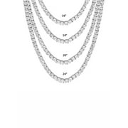 14K White Gold Plated 5mm CZ Tennis Necklace Bling Iced Chain Unisex