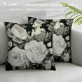 thumbnail image 3 of COMIO  Throw Pillow Cover Black and White with Floral Bouquet of Roses Daisy Blue Wild Flowers in Vintage Style Watercolor Decorative Pillow Case Home Decor Square Pillowcase, 3 of 5
