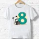 thumbnail image 3 of 2024 Camiseta de algodón con estampado de lazo y número 1-9 de panda de feliz cumpleaños para niños y niñas, divertida camiseta de dibujos animados para bebés, ropa de regalo para niños, 3 of 5