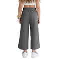 thumbnail image 4 of breaise Linen Capri Pants Girls Summer Casual Beach Wide Leg Lounge Palazzo Pants High Waisted Cropped Trousers with Pockets, 4 of 8