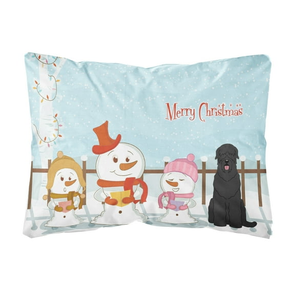 Carolines Treasures BB2357PW1216 Merry Christmas Carolers Black Russian Terrier Canvas Fabric Decorative Pillow, 12H