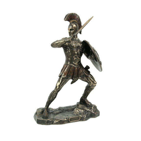 Veronese Design 9 1/4 Inch Greek Hero Hector of Troy Battle Stance Cold Cast Resin Bronze Finish Statue Home Decor