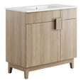 thumbnail image 3 of Modway Miles 36" Wood Bathroom Vanity with Tapered Legs in White/Oak, 3 of 11