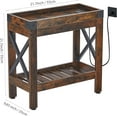 thumbnail image 5 of ZEXVIDA Narrow Side Table, End Table,Sofa Side Table, End Table Nightstand for Bedroom, Living Room, Small Spaces with 2 USB and 2 Power Outlets(with Outlets, Rustic Brown), 5 of 7