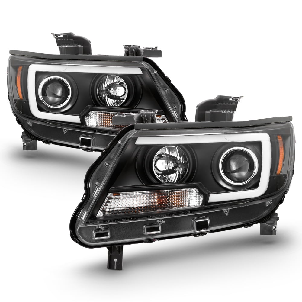AKKON - For 2015-2022 Chevy Colorado Full LED Daytime Running Lamp Bar Projector Headlights Black Housing Clear Lens Set