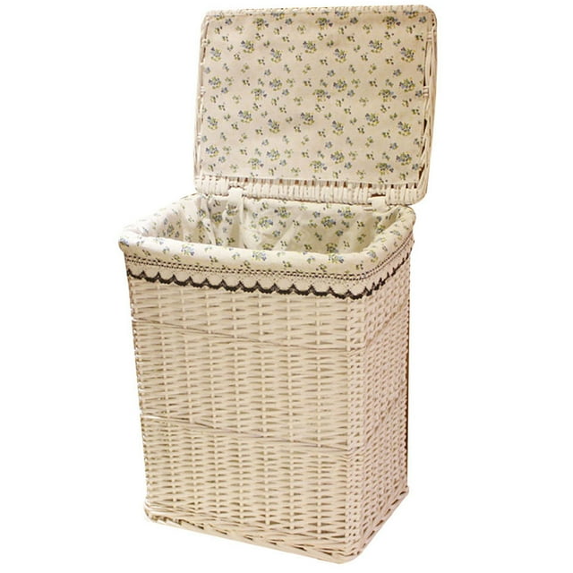 Laundry Hamper Handwoven Rattan Clothes Basket Laundry Basket with Liner & Lid