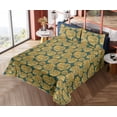 thumbnail image 4 of Ambesonne Monstera Leaves Fitted & Flat Sheet with Sham 3 Pcs Set, Art Tropical Leafy, Twin XL, Teal Pale Earth Yellow, 4 of 5