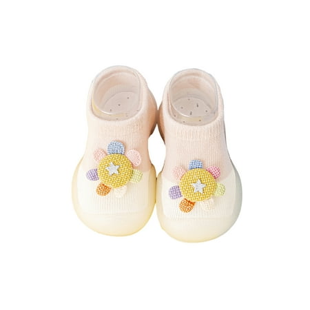 

UKAP Toddler Sock Shoes First Walker Floor Slippers Soft Sole Socks Breathable Slip On Home Shoe Baby Cartoon Casual Pink 5.5C