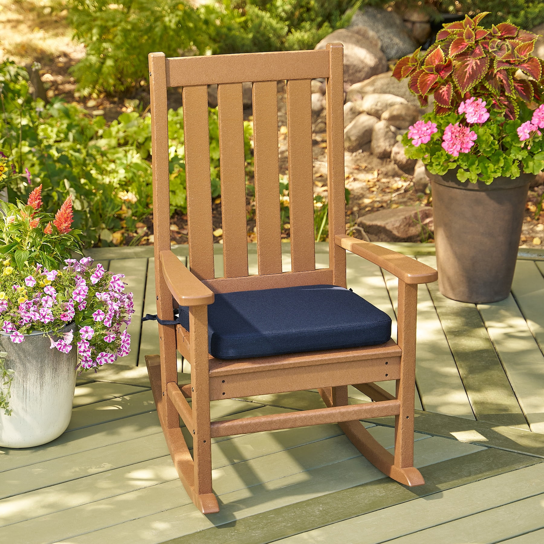 Better Homes & Gardens 19" x 18" Rectangle Outdoor Seat Pad Cushion, 1-Piece, Navy