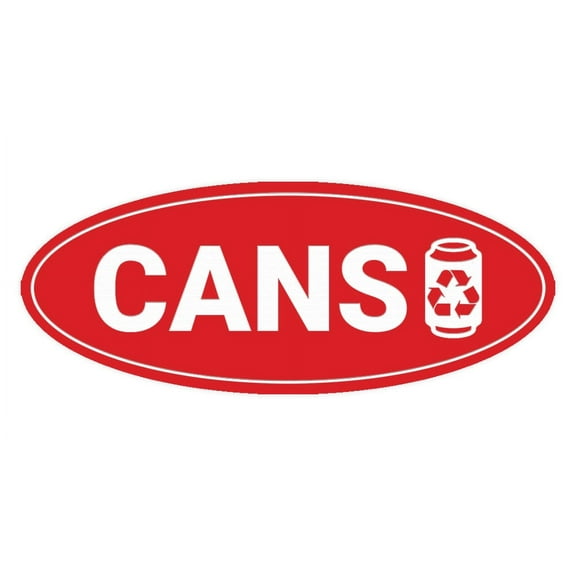 Signs ByLITA Oval Cans Sign - Laser-Engraved Lettering | Durable ABS Plastic | Vibrant Colors | Powerful Foam Tape (Red) - Large