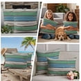 thumbnail image 5 of Green Wood Retro Outdoor Waterproof Pillow Covers, Striped Mottled Planks Farmhouse Decorative Square Throw Pillowcase Sofa Cushion Sham for Patio/Couch/Chair, 18"x18" 2 Pack, 5 of 8