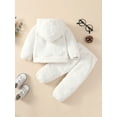 thumbnail image 4 of Baby Girls Winter Clothes Set Solid Color Long Sleeve Plush Hoodies Tops Elastic Waist Long Pants 2Pcs Set, 4 of 9