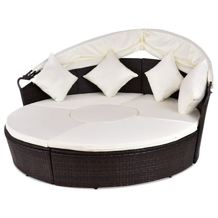outdoor rattan round furniture canopy cushioned sofa wicker patio walmart