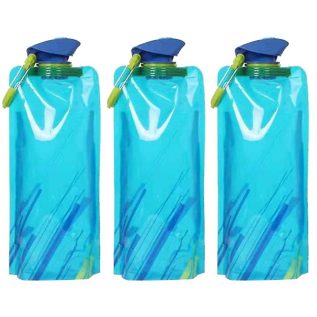 Paquete de 3 hervidores plegables para deportes al aire libre de 700 ml, sin Bpa, reutilizables, a prueba de fugas, botella de agua potable plegable, portátil para acampar, hacer deportes o
