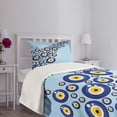 thumbnail image 3 of Ambesonne Evil Eye Quilted Bedspread Set 2 Pcs, Diagonal Vivid Pattern, Twin Size, Blue Pale Blue Yellow, 3 of 5