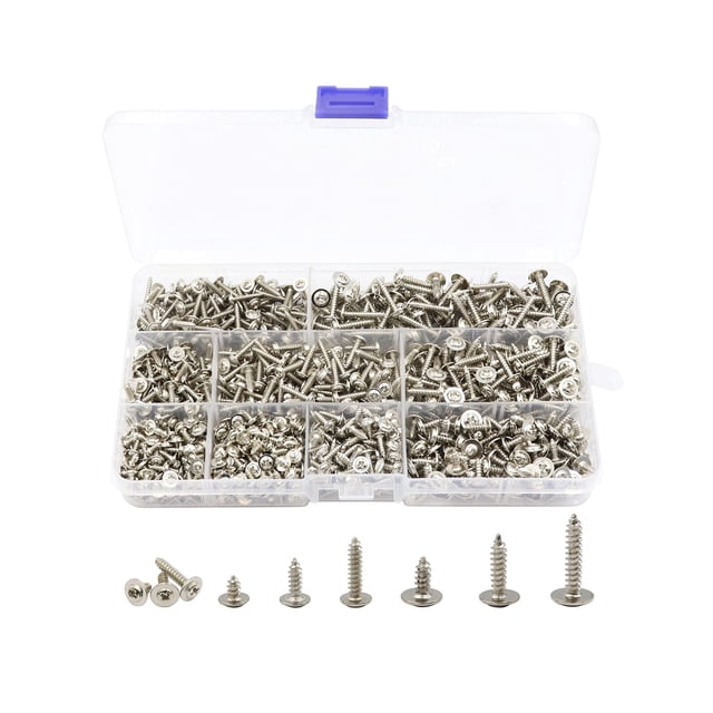 Kit surtido de tornillos LBY de acero al carbono niquelado, 900 piezas